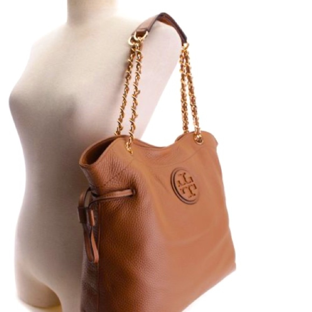 Tory Burch Tan Leather Chain-Handle Tote